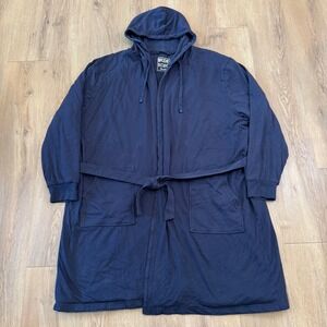 DudeRobe Mens Navy Blue Hooded Bathrobe Cotton Jersey Terry Lined 2XL/3XL